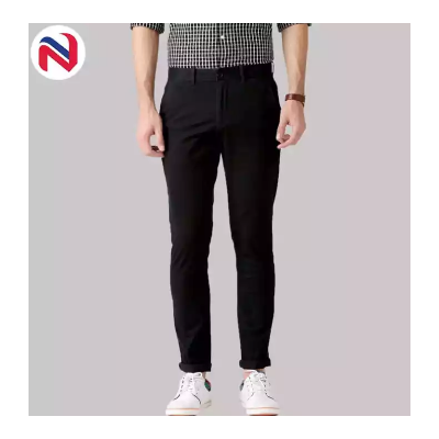 Black Stretchable Cotton Chinos For Men
